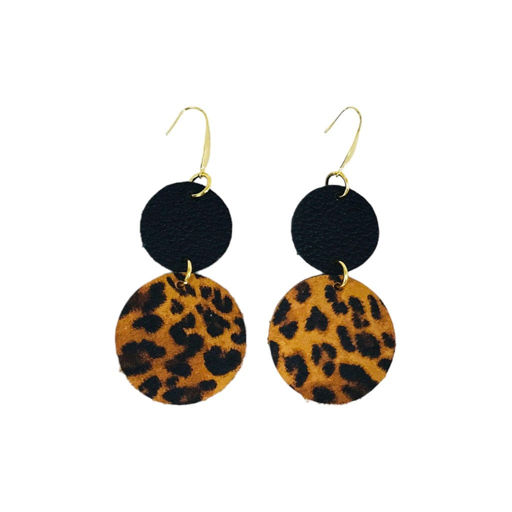 Tiger’s Eye Leopard Circle Earrings