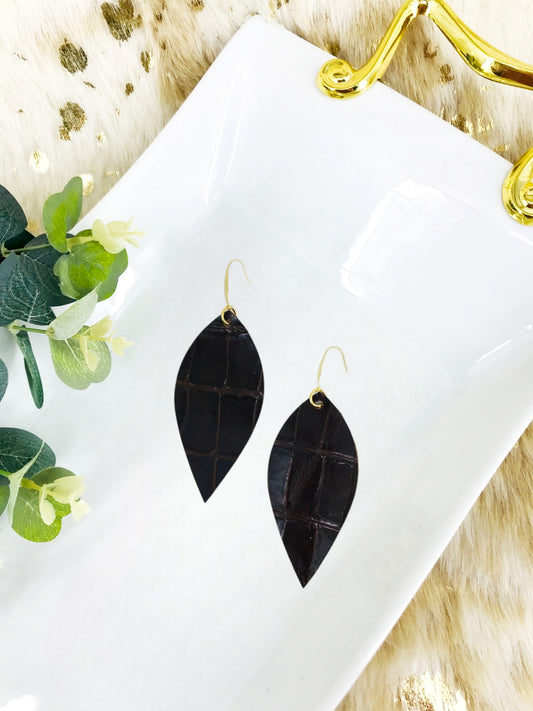 Brown Genuine Leather Earrings - E19-1952