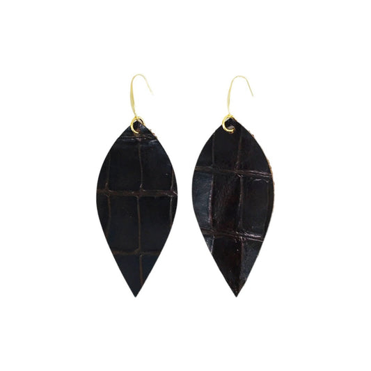 Espresso Crocodile Statement Earrings