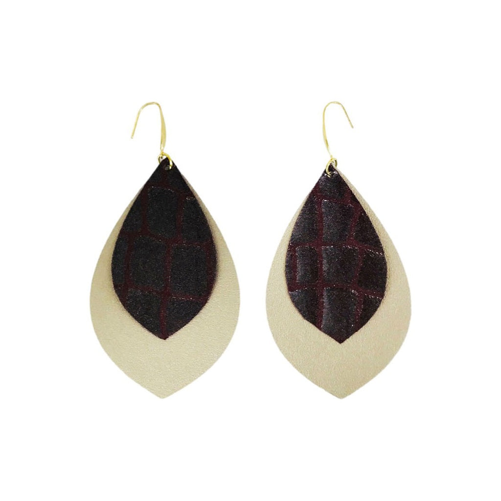 Gold & Merlot Layered Statement Earrings