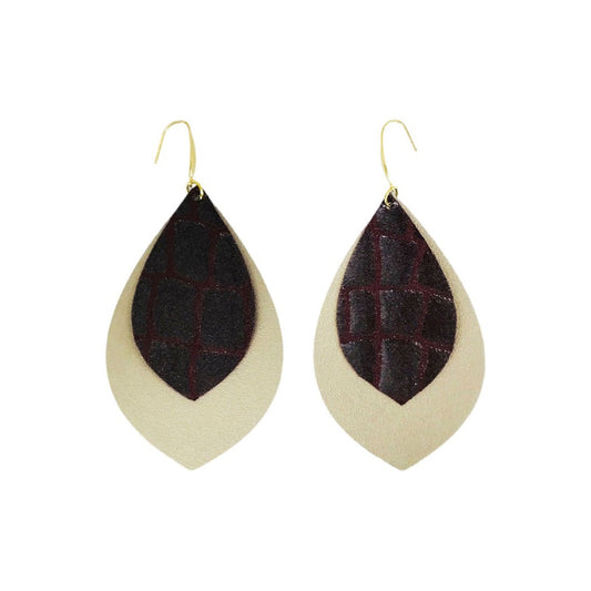 Gold & Merlot Layered Statement Earrings