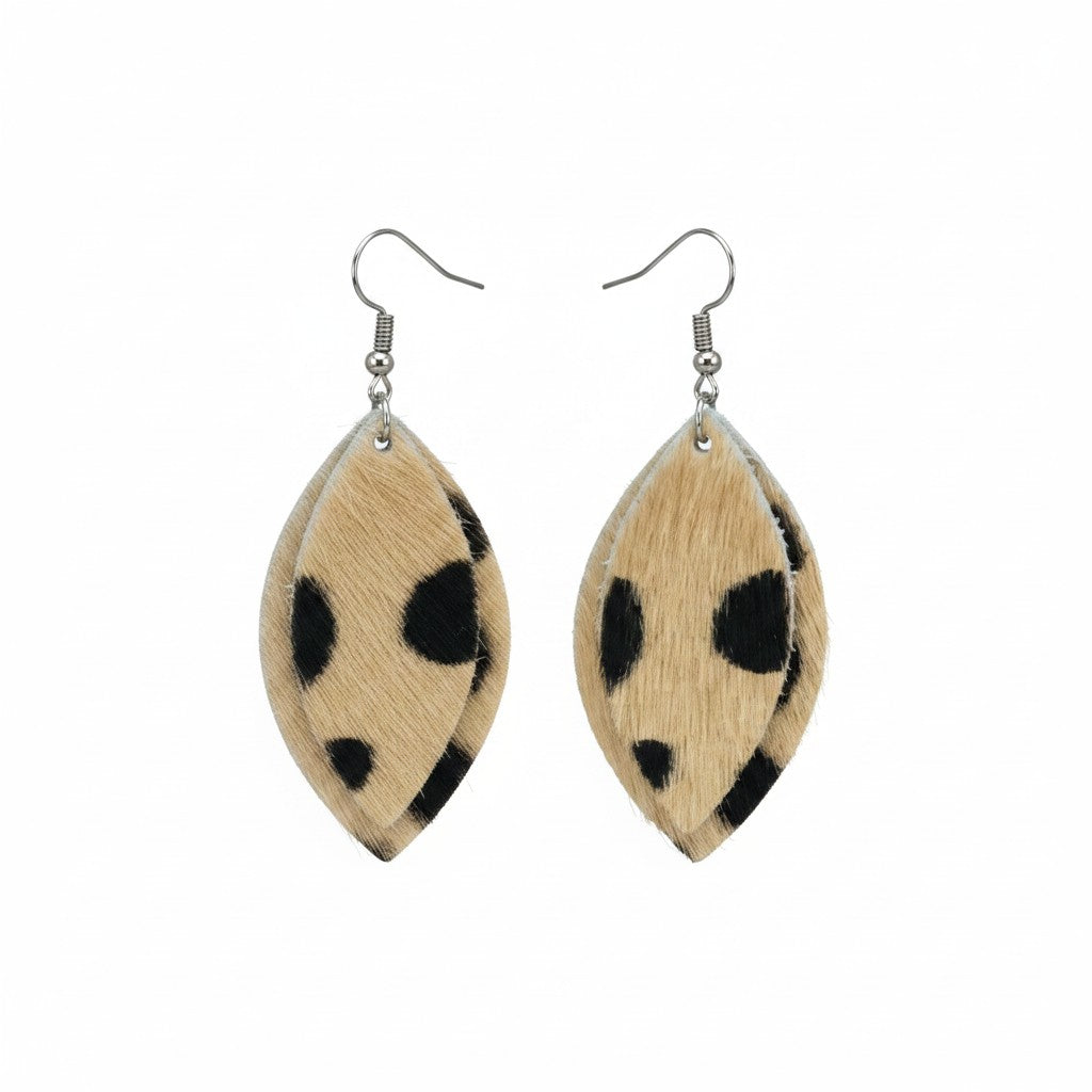Canyon Cheetah Layered Marquise Earrings