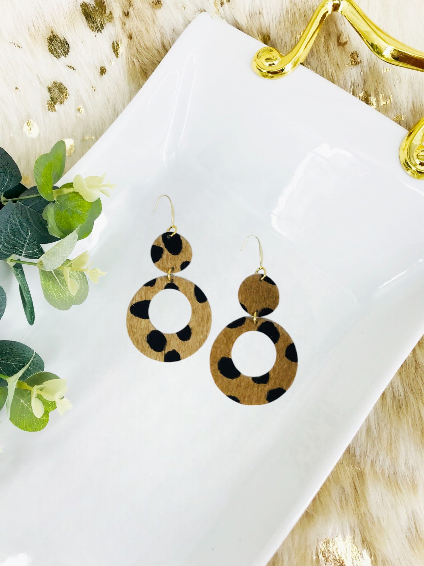 Hair On Cheetah Leather Earrings - E19-1962