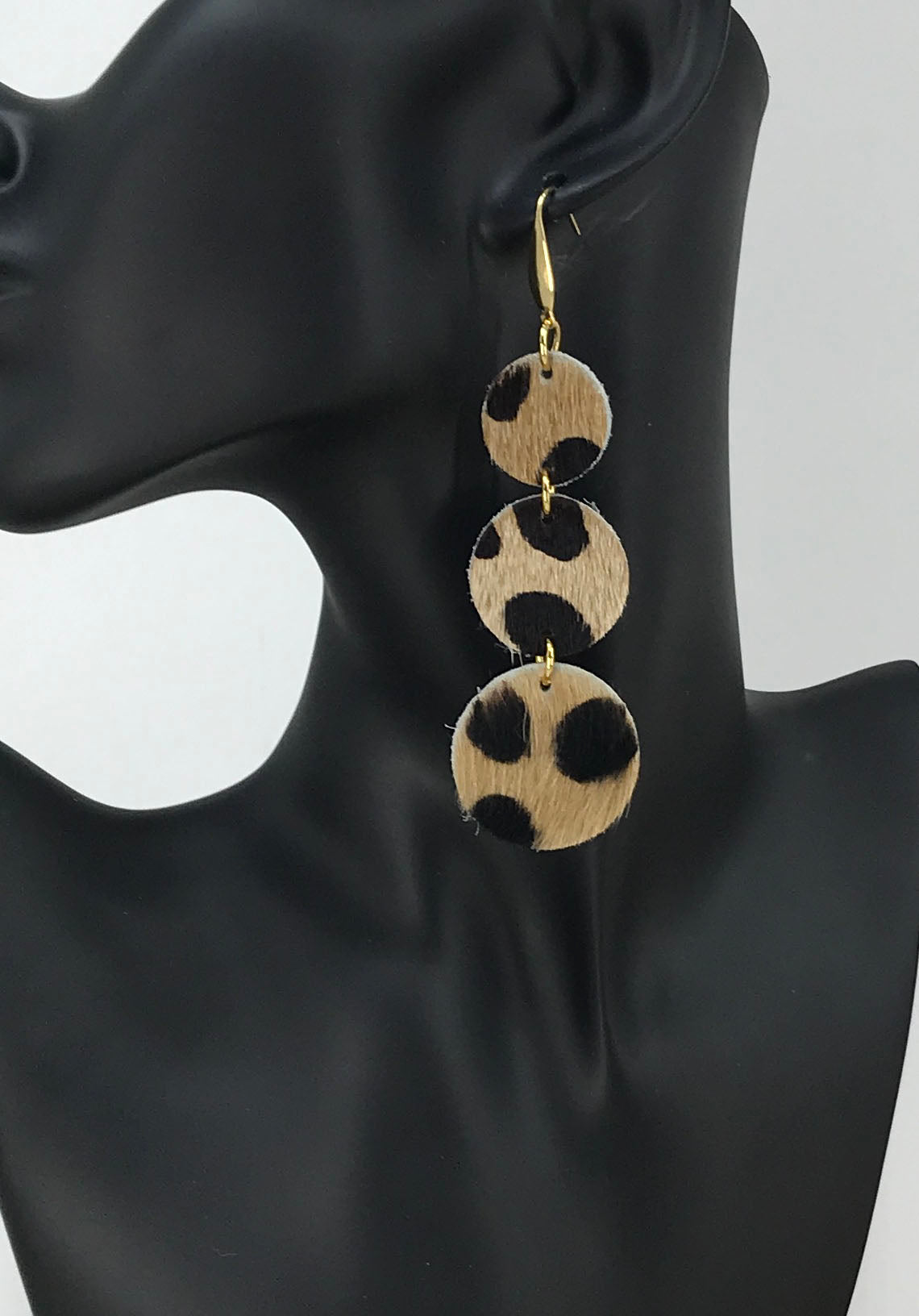Hair On Cheetah Leather Earrings - E19-1968