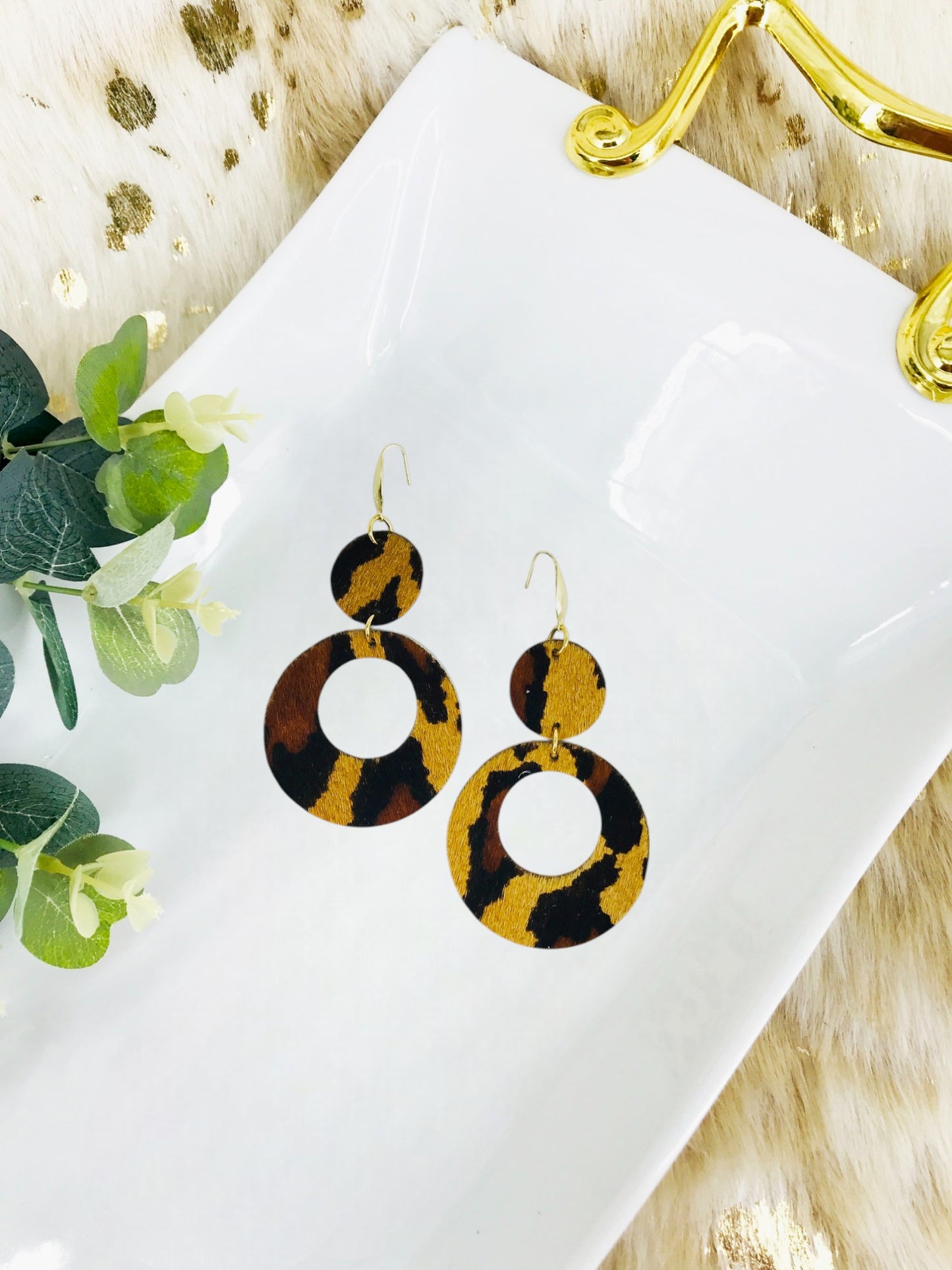 Hair On Leopard Leather Earrings - E19-1973