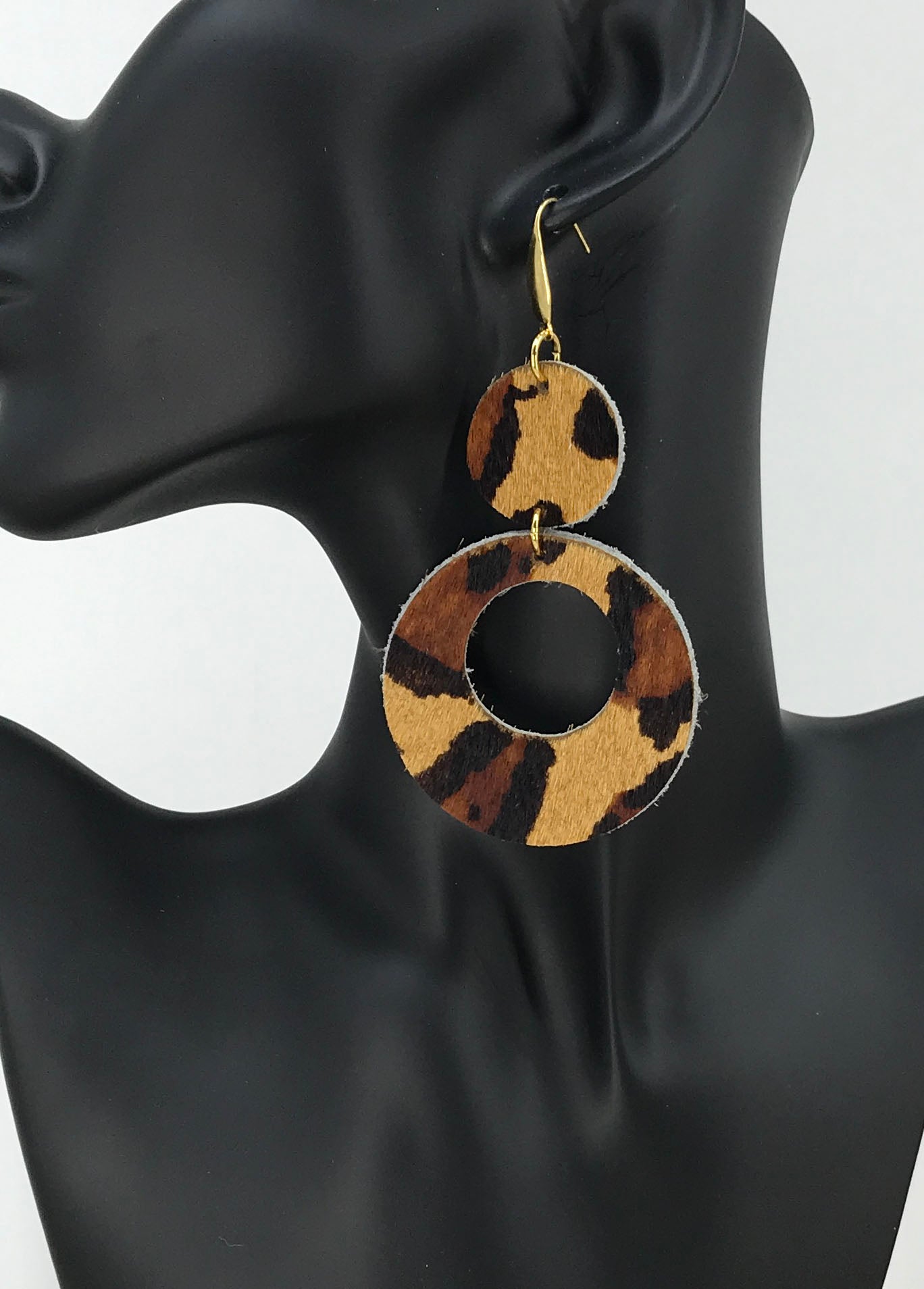 Hair On Leopard Leather Earrings - E19-1973
