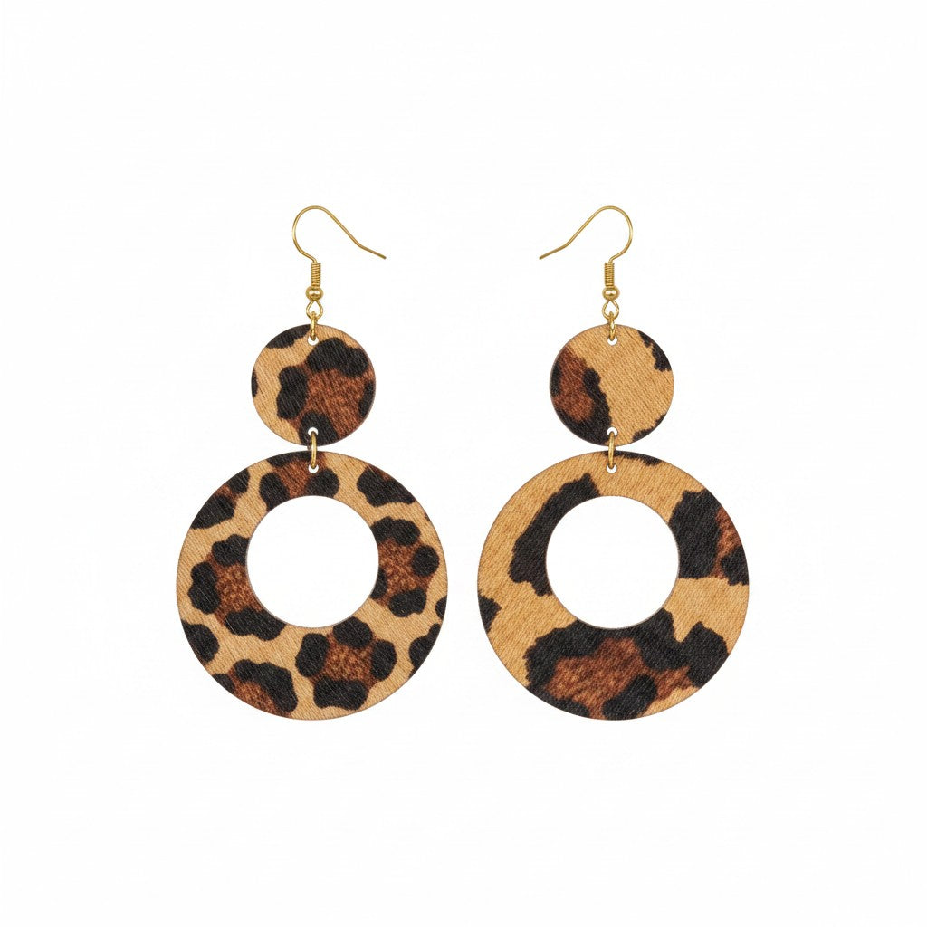 Golden Prowl Open Circle Drop Earrings