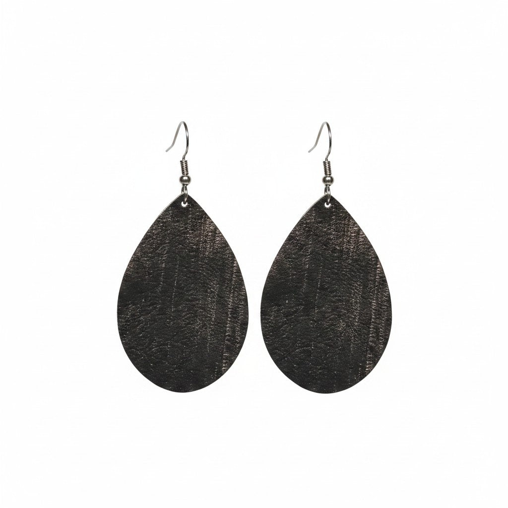 Bronze Shimmer Teardrop Genuine Leather Earrings