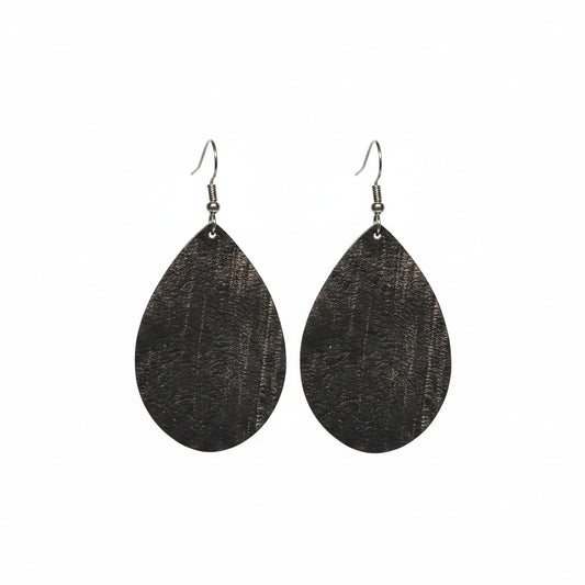 Bronze Shimmer Teardrop Genuine Leather Earrings