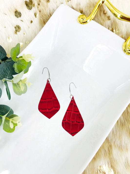 Red Genuine Leather Earrings - E19-1977