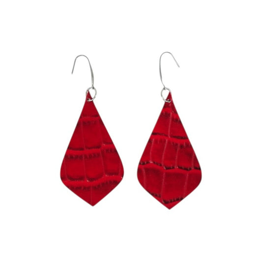 Ruby Red Alligator Drop Earrings
