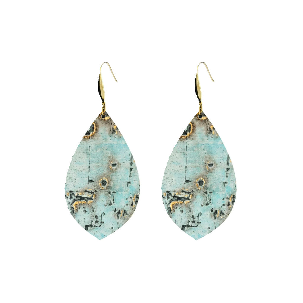 Moonlight Driftwood Marquis Leather Earrings