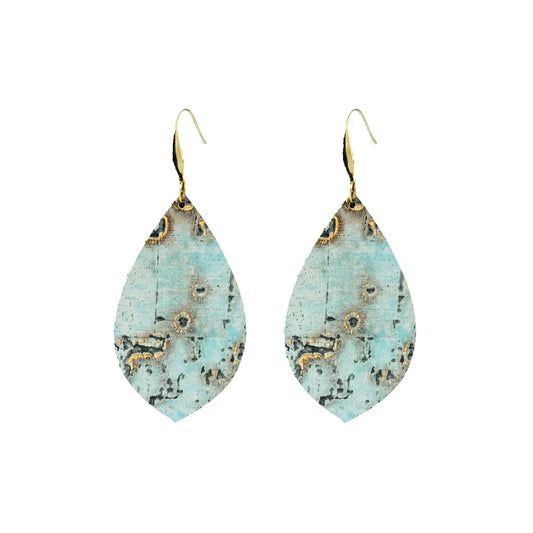 Moonlight Driftwood Marquis Leather Earrings