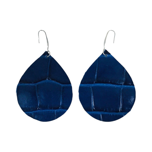 Cobalt Blue Alligator Teardrop Earrings