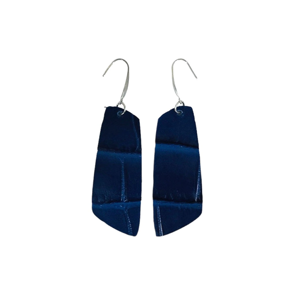 Blue Alligator Bar Drop Earrings