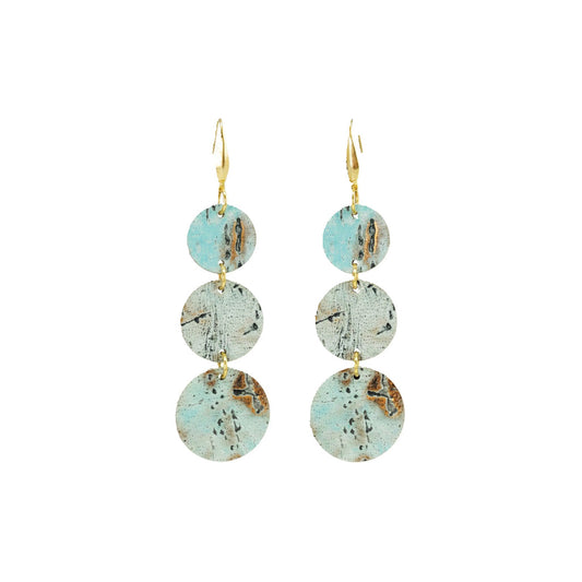 Moonlight Driftwood Triple Circle Leather Earrings