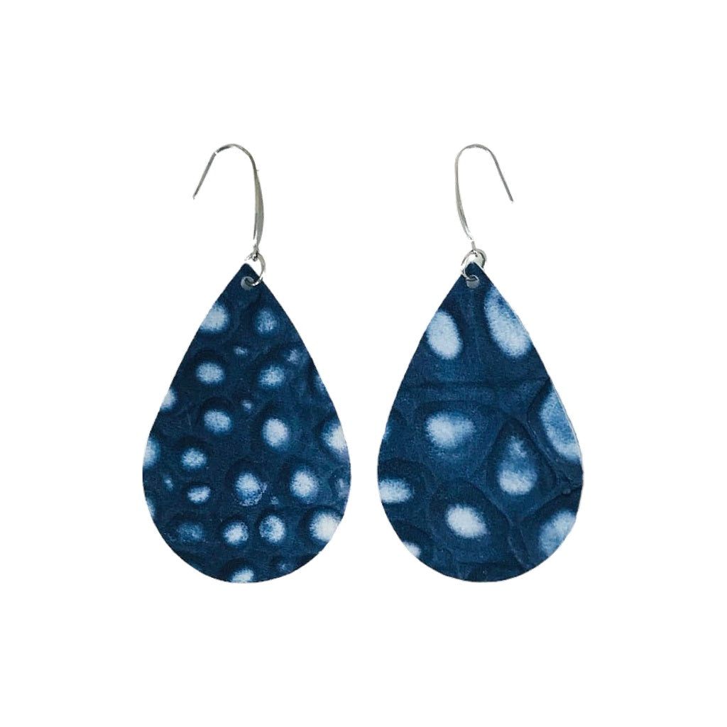 Blue Alligator Teardrop Earrings