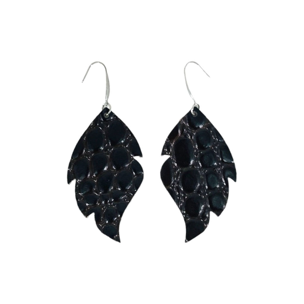 Espresso Alligator Leaf Statement Earrings
