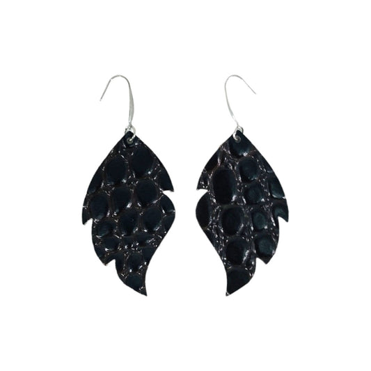 Espresso Alligator Leaf Statement Earrings