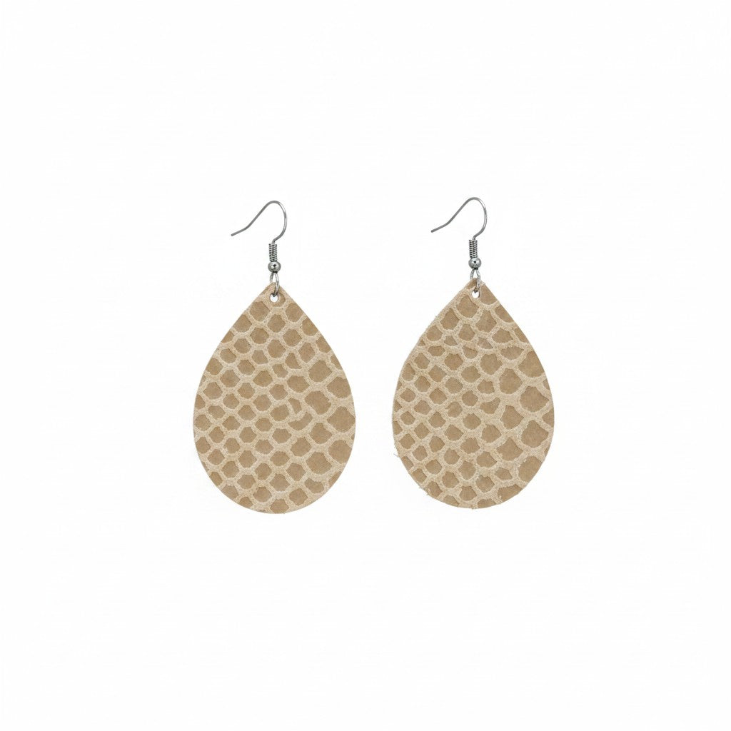 Tan Snake Leather Earrings