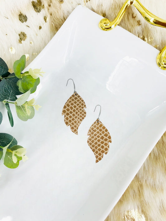 Tan Snake Skin Leather Earrings - E19-2014