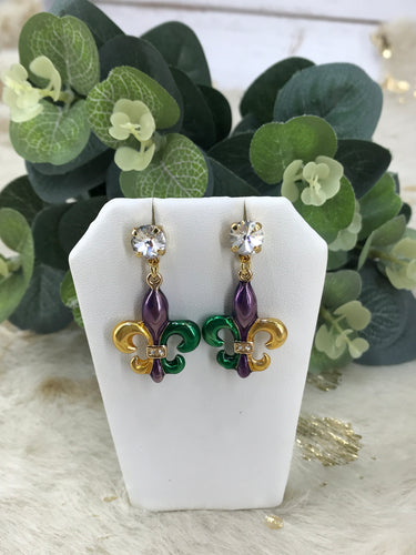 Crystal & Fleur De Lis Earrings - E19-4623