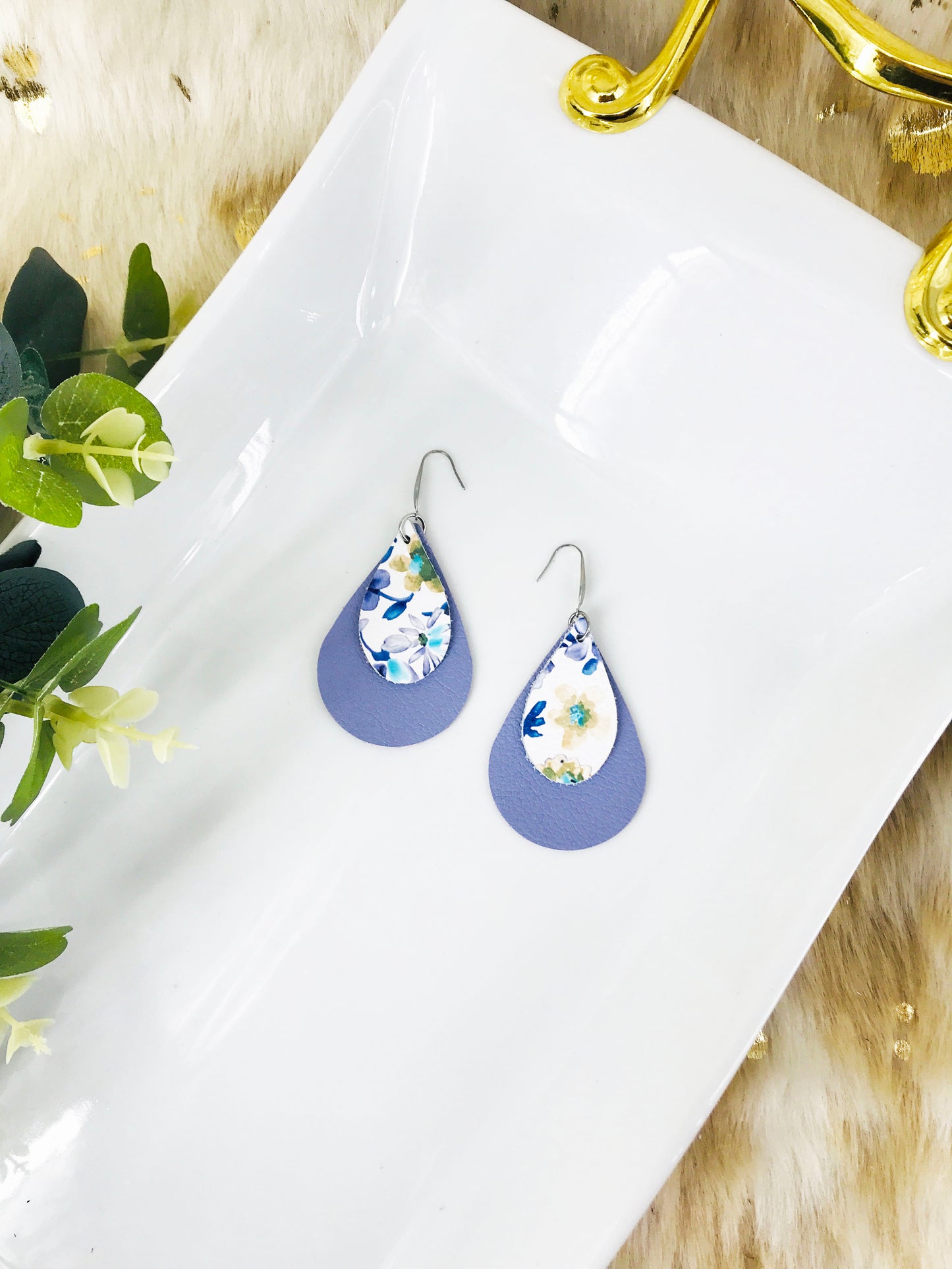 Lilac Genuine Leather Earrings - E19-204