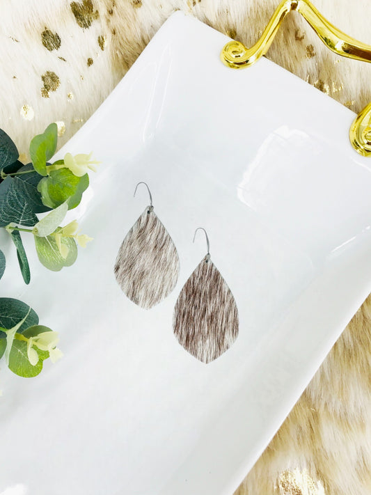 Hair On Brown & White Leather Earrings - E19-2053