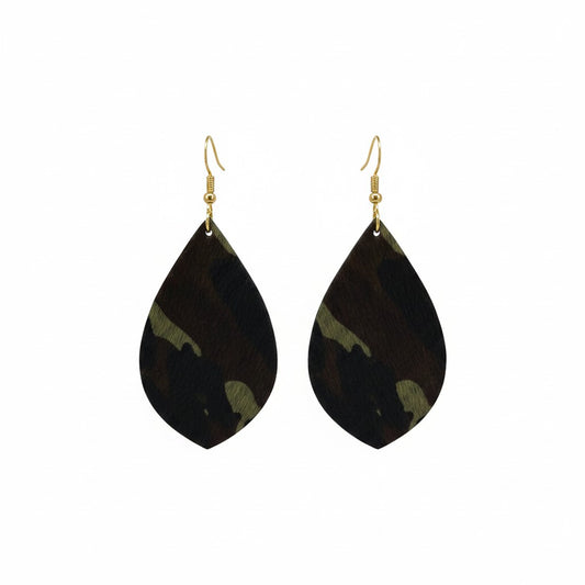 Evergreen Camo Statement Teardrop Earrings