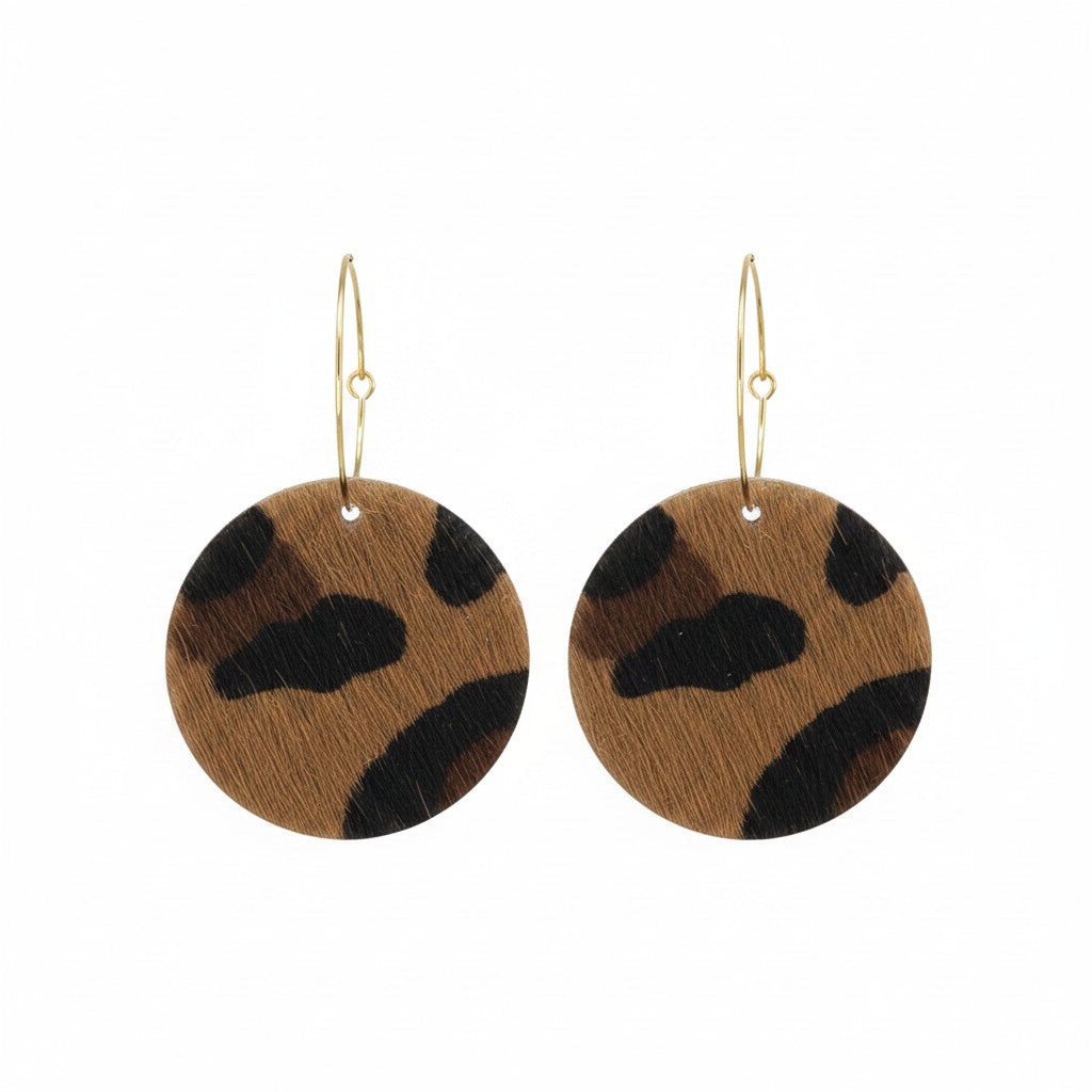 Golden Safari Circle Hoop Earrings
