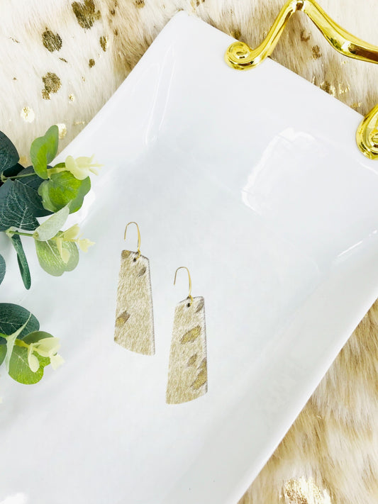 Hair On Metallic Gold Leather Earrings - E19-2101