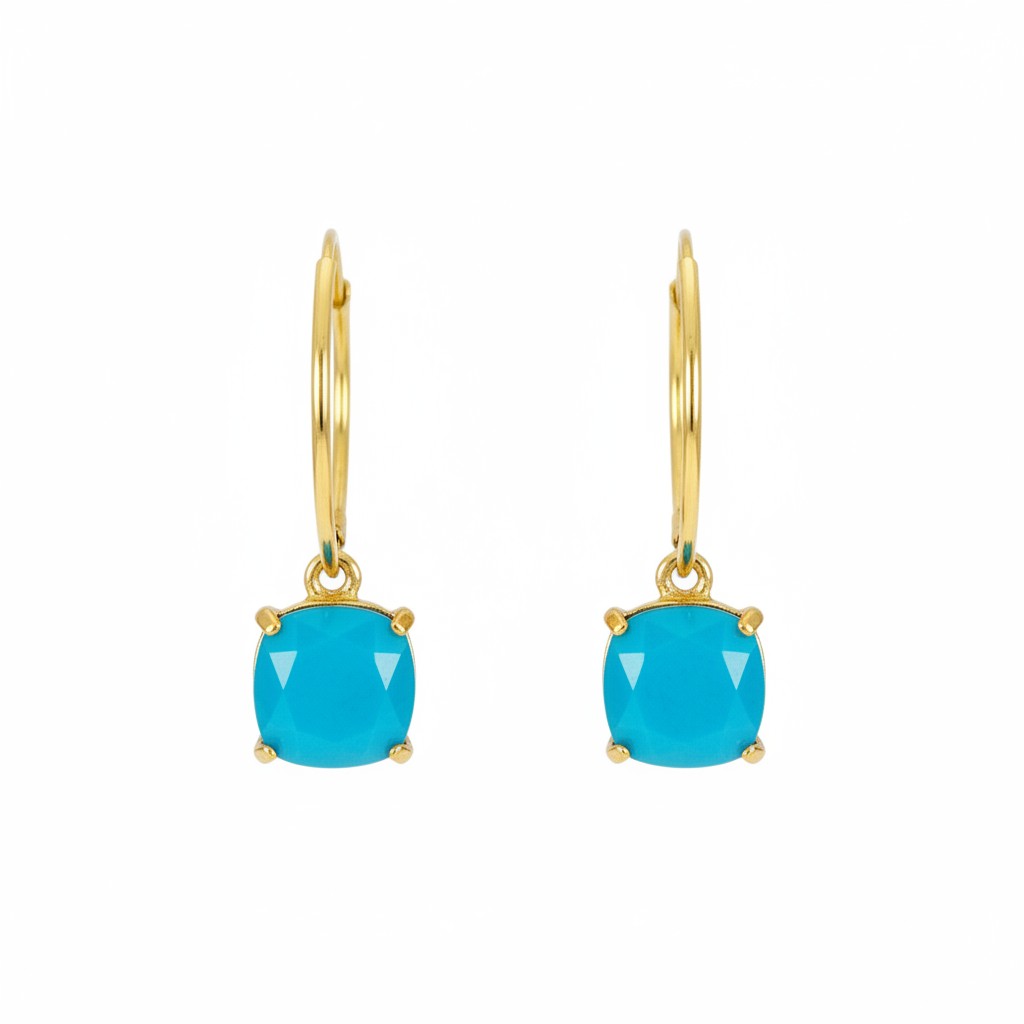 Turquoise Stone Hoop Earrings