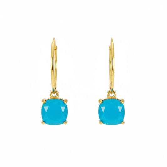 Turquoise Stone Hoop Earrings