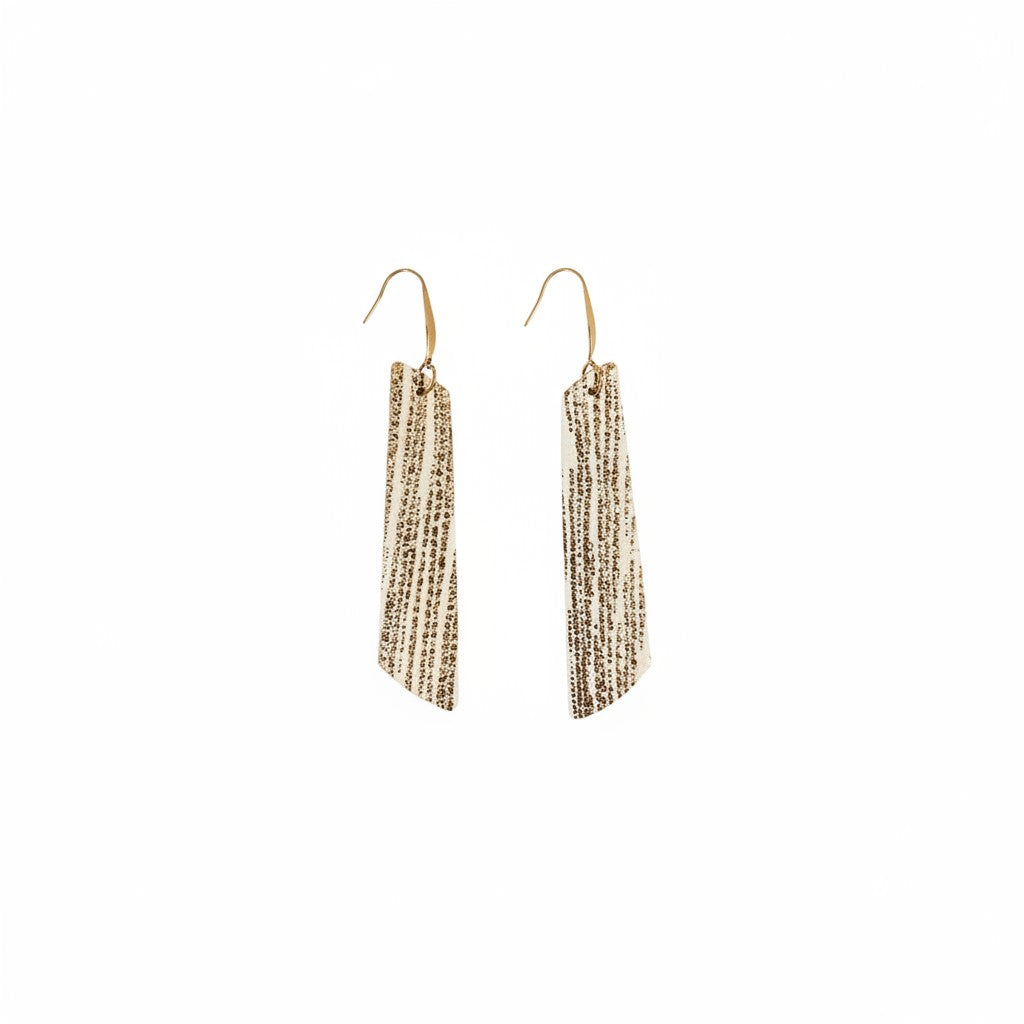 Rainy Day Rose Gold Angled Bar Leather Earrings