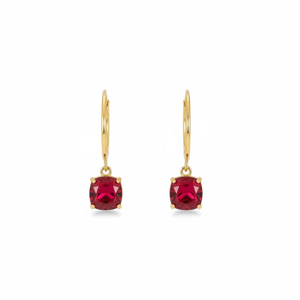 Hot Pink Rhinestone Hoop Earrings