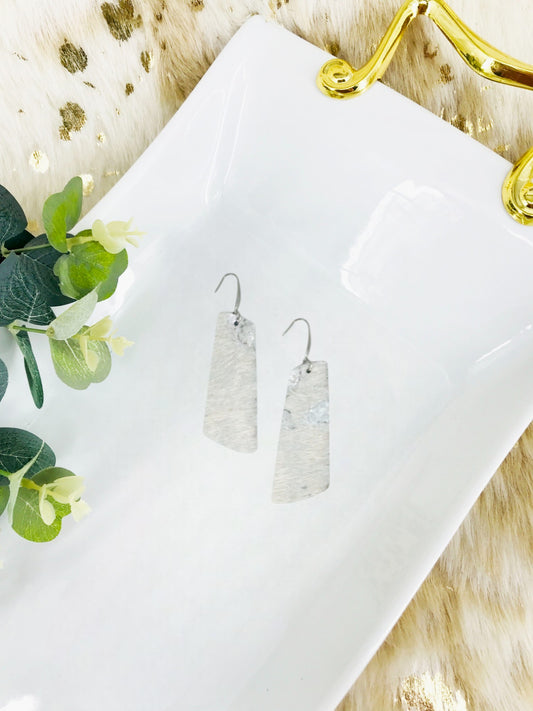 Hair On Metallic Silver Leather Earrings - E19-2126