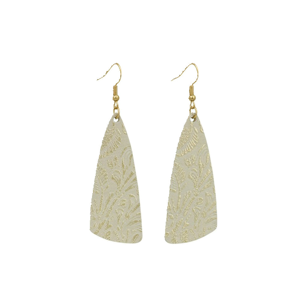 Platinum Garibaldi Rose Angled Bar Leather Earrings