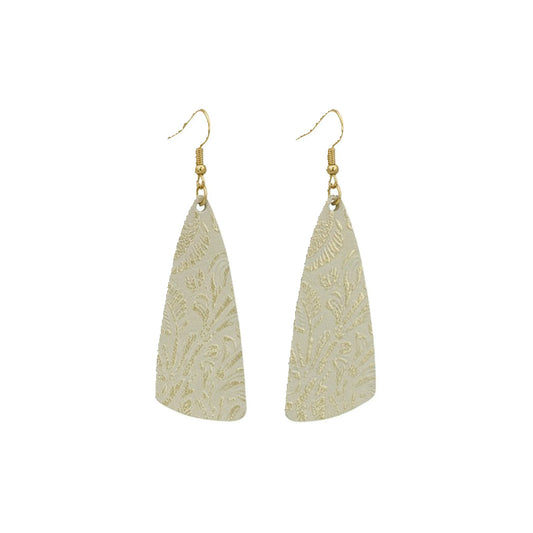 Platinum Garibaldi Rose Angled Bar Leather Earrings