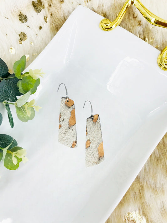 Hair On Metallic Rose Gold Leather Earrings - E19-2132