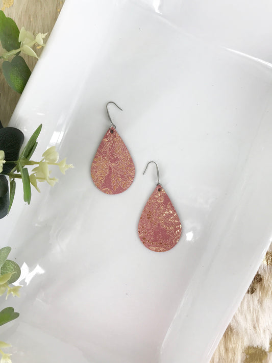 Rose Gold Genuine Leather Earrings - E19-213