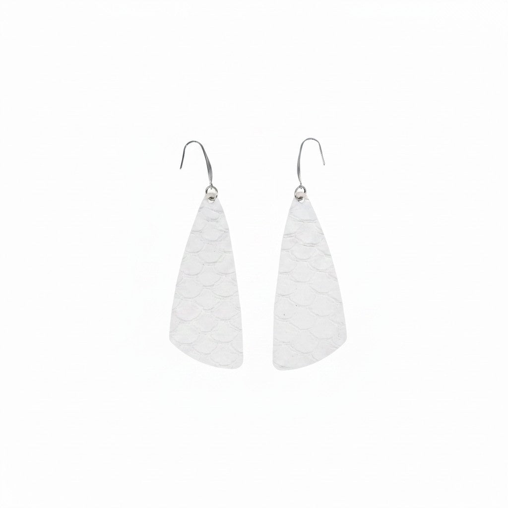 Soft Gray Snake Leather Earrings