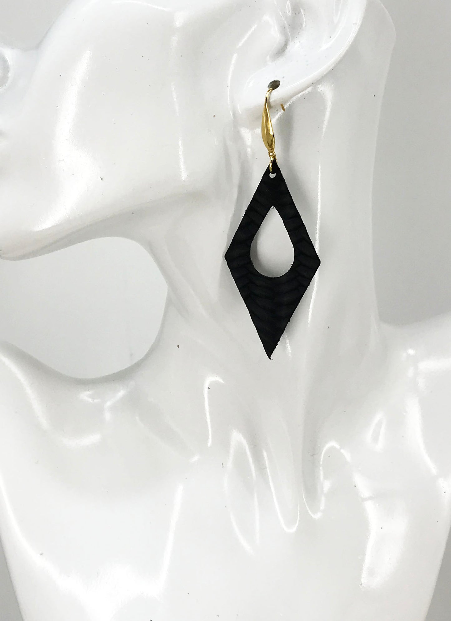 Black Braided Fishtail Leather Earrings - E19-2155