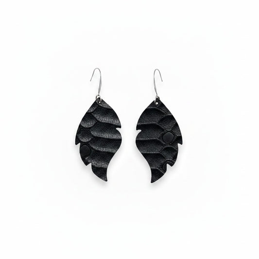 Black Mystic Snake Leather Earrings