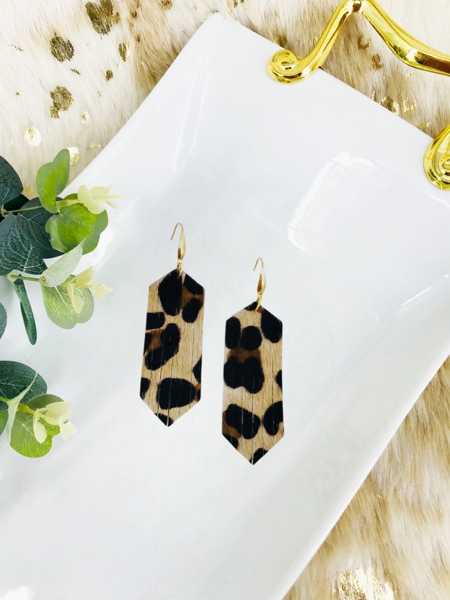 Hair On Leopard Leather Earrings - E19-2165