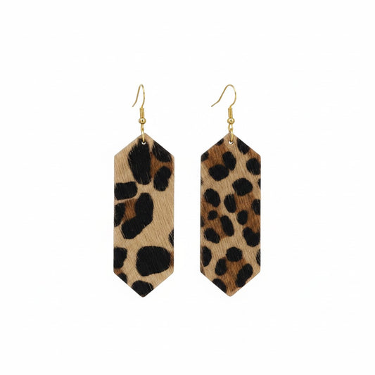 Golden Safari Long Hexagon Earrings