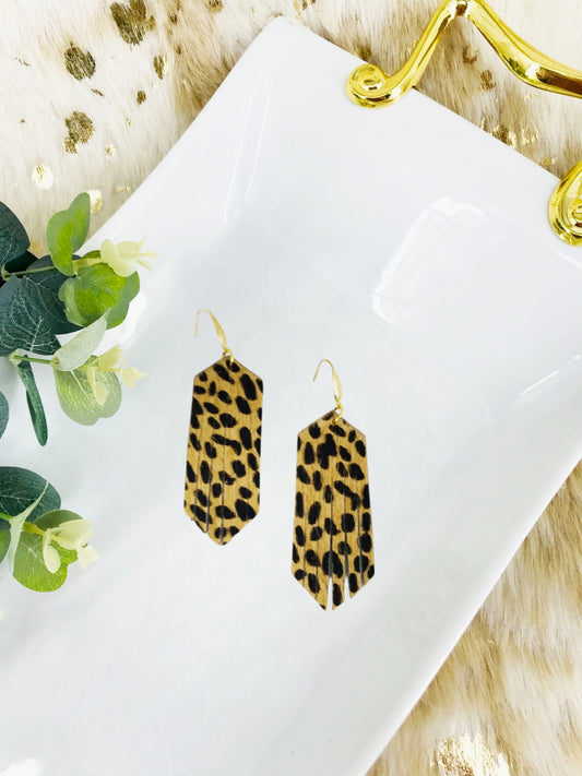Hair On Fringe Cheetah Leather Earrings - E19-2179