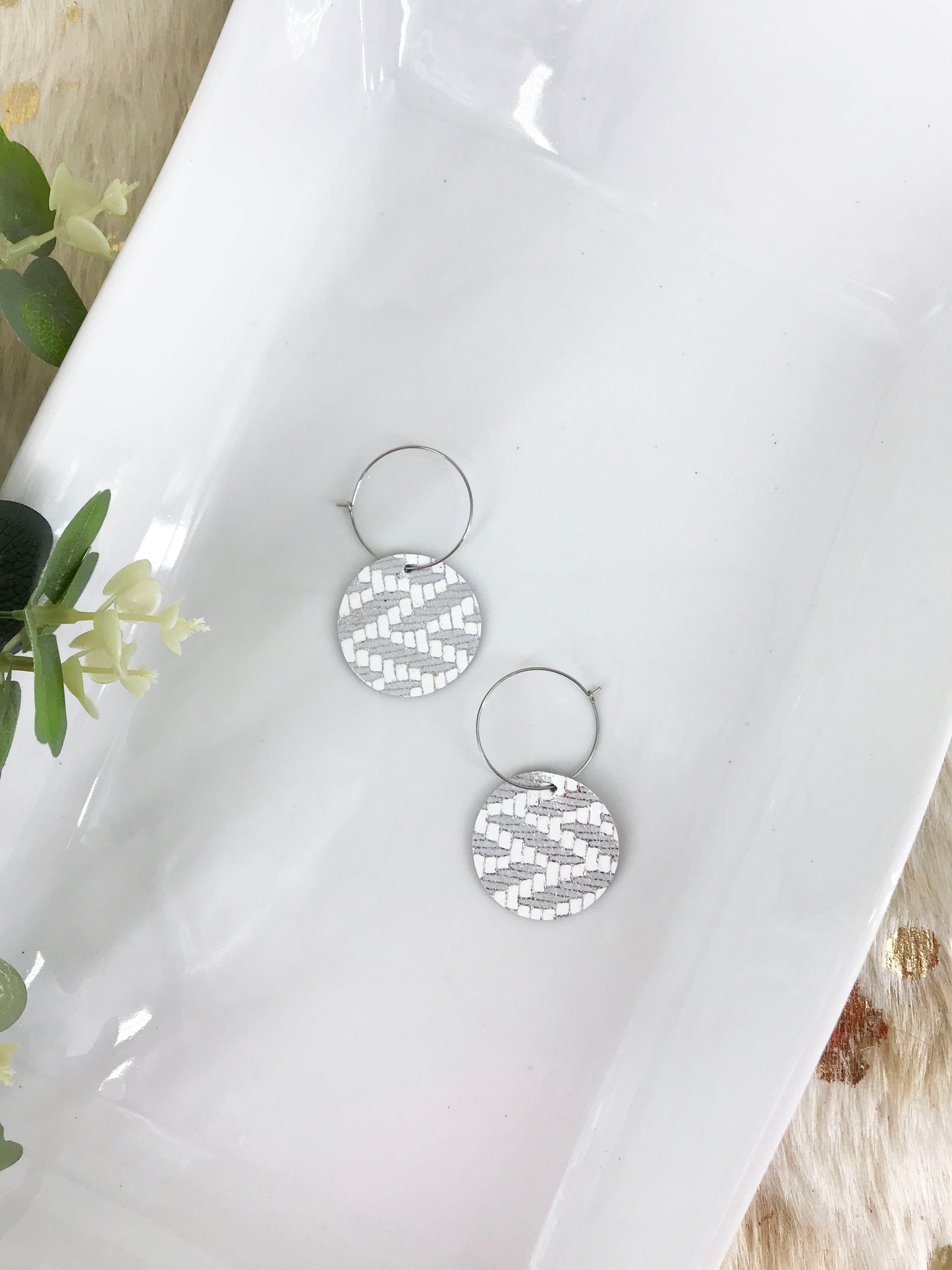 Genuine Leather Hoop Earrings - E19-217