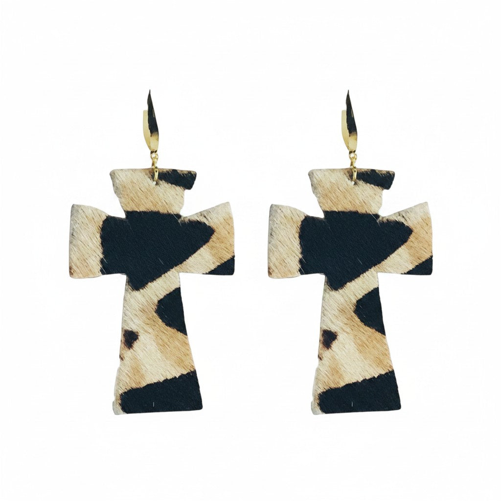 Savanna Giraffe Cross Earrings