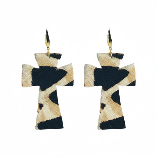 Savanna Giraffe Cross Earrings