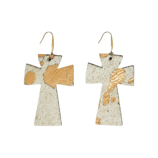 Rose Gold Whisper Cross Earrings